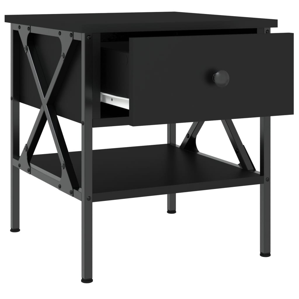 vidaXL Κομοδίνα 2 τεμ. Μαύρα 40 x 42 x 45 εκ. από Επεξεργασμένο Ξύλο