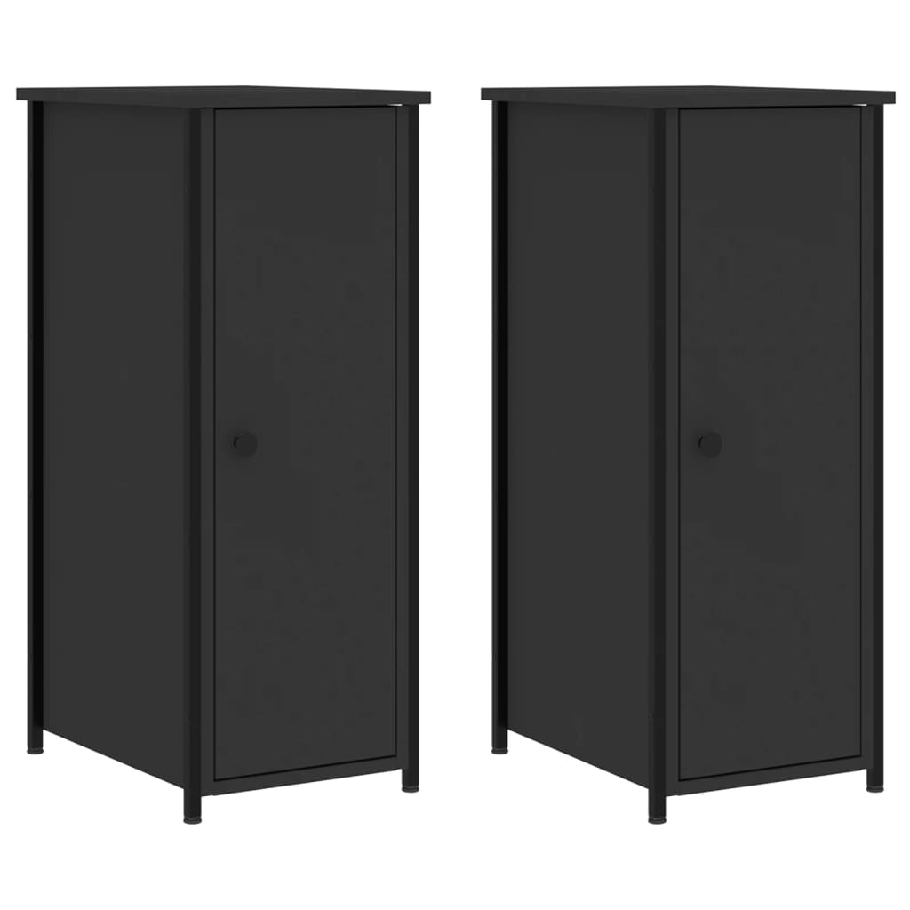 vidaXL Κομοδίνα 2 τεμ. Μαύρα 32x42x80 εκ. από Επεξεργασμένο Ξύλο