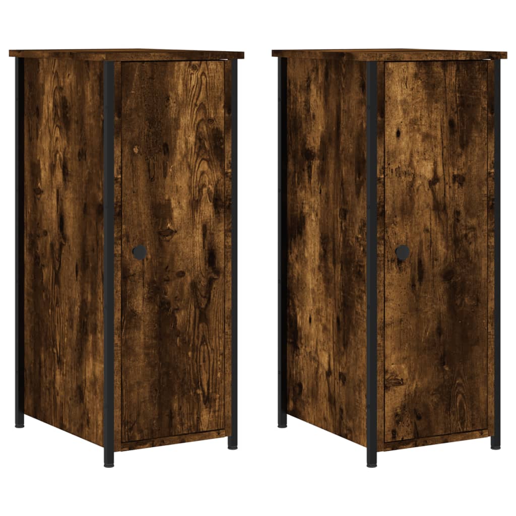 vidaXL Κομοδίνα 2 τεμ. Καπνιστή Δρυς 32x42x80 εκ. Επεξεργασμένο Ξύλο