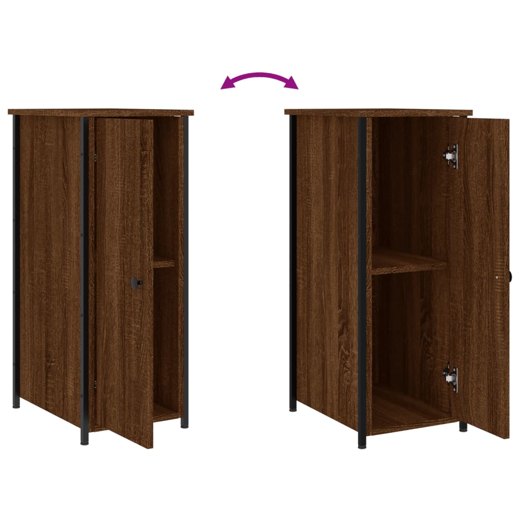 vidaXL Κομοδίνα 2 τεμ. Καφέ Δρυς 32x42x80 εκ. Επεξεργασμένο Ξύλο