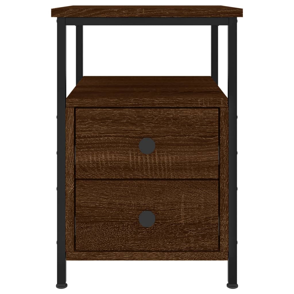 vidaXL Κομοδίνο 2 τεμ. Καφέ Δρυς 34 x 35,5 x 50 εκ. από Επεξεργ. Ξύλο