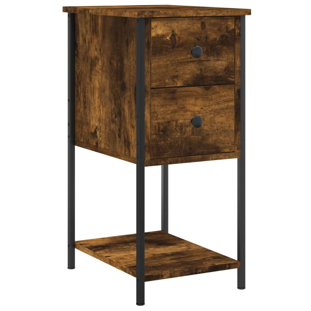 vidaXL Κομοδίνα 2 Τεμ. Καπνιστή Δρυς 32x42x70 εκ. Επεξεργασμένο Ξύλο