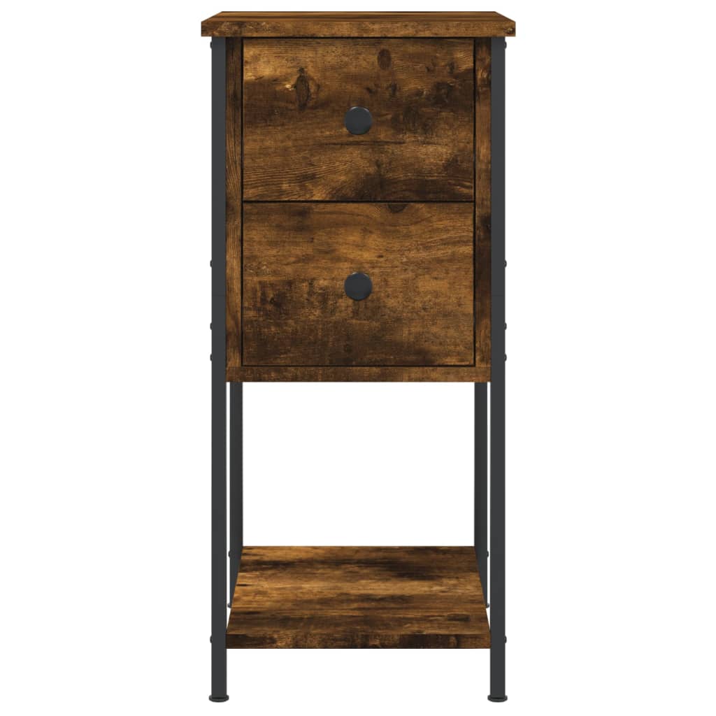 vidaXL Κομοδίνα 2 Τεμ. Καπνιστή Δρυς 32x42x70 εκ. Επεξεργασμένο Ξύλο
