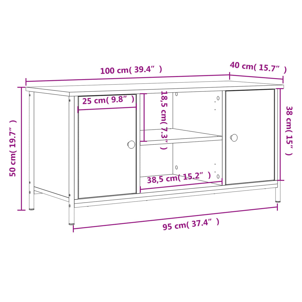 vidaXL Έπιπλο Τηλεόρασης Sonoma Δρυς 100x40x50 εκ. Επεξ. Ξύλο