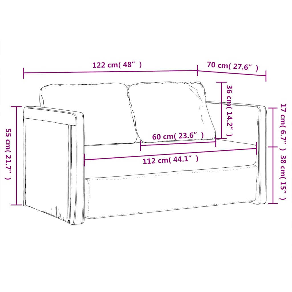 vidaXL Καναπές-Κρεβάτι Δαπέδου 2 σε 1 Σκ. Γκρι 122x204x55 εκ. Βελούδο