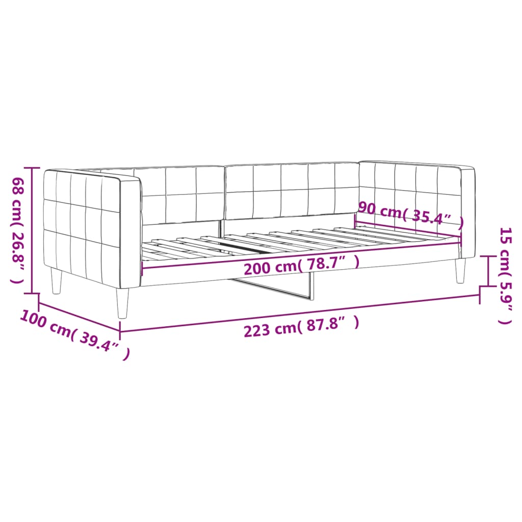 vidaXL Καναπές Κρεβάτι Ροζ 90 x 200 εκ. Βελούδινος