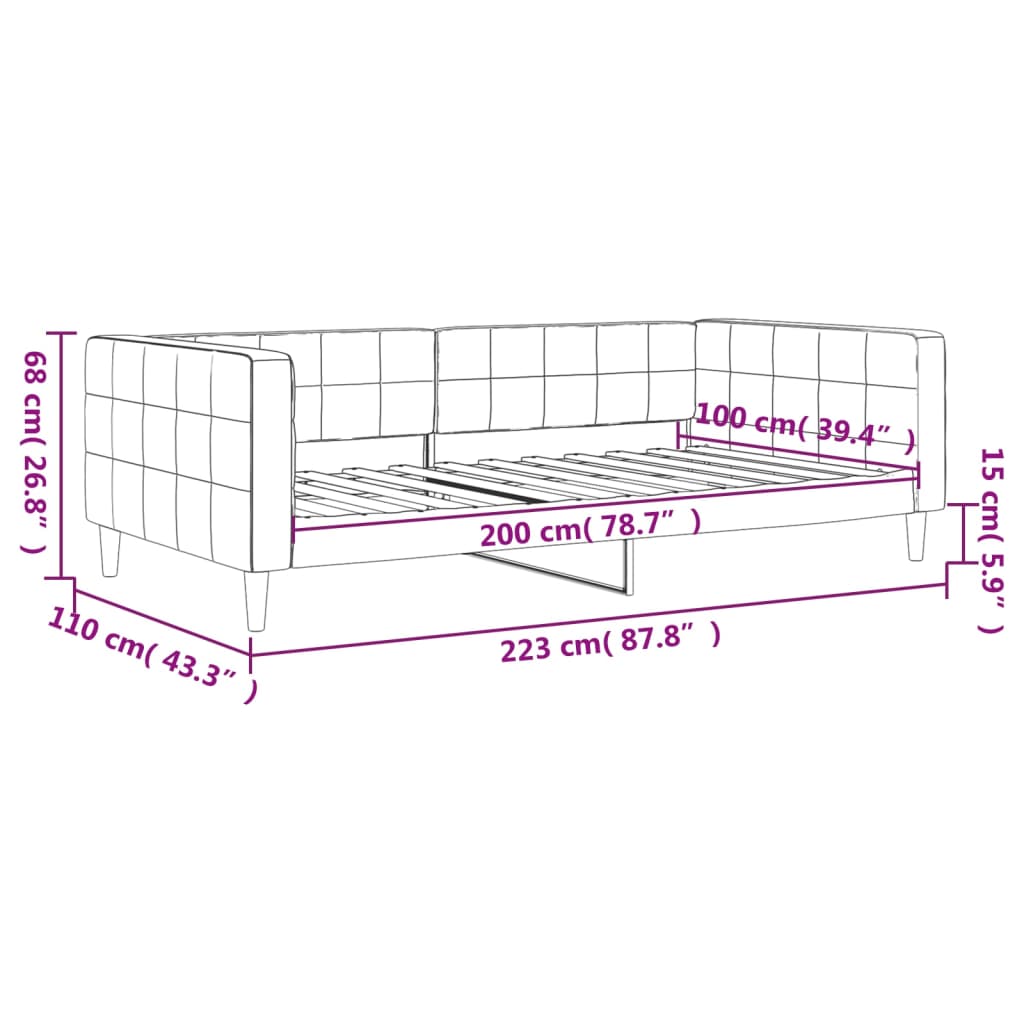 vidaXL Καναπές Κρεβάτι Μπλε 100 x 200 εκ. Βελούδινος