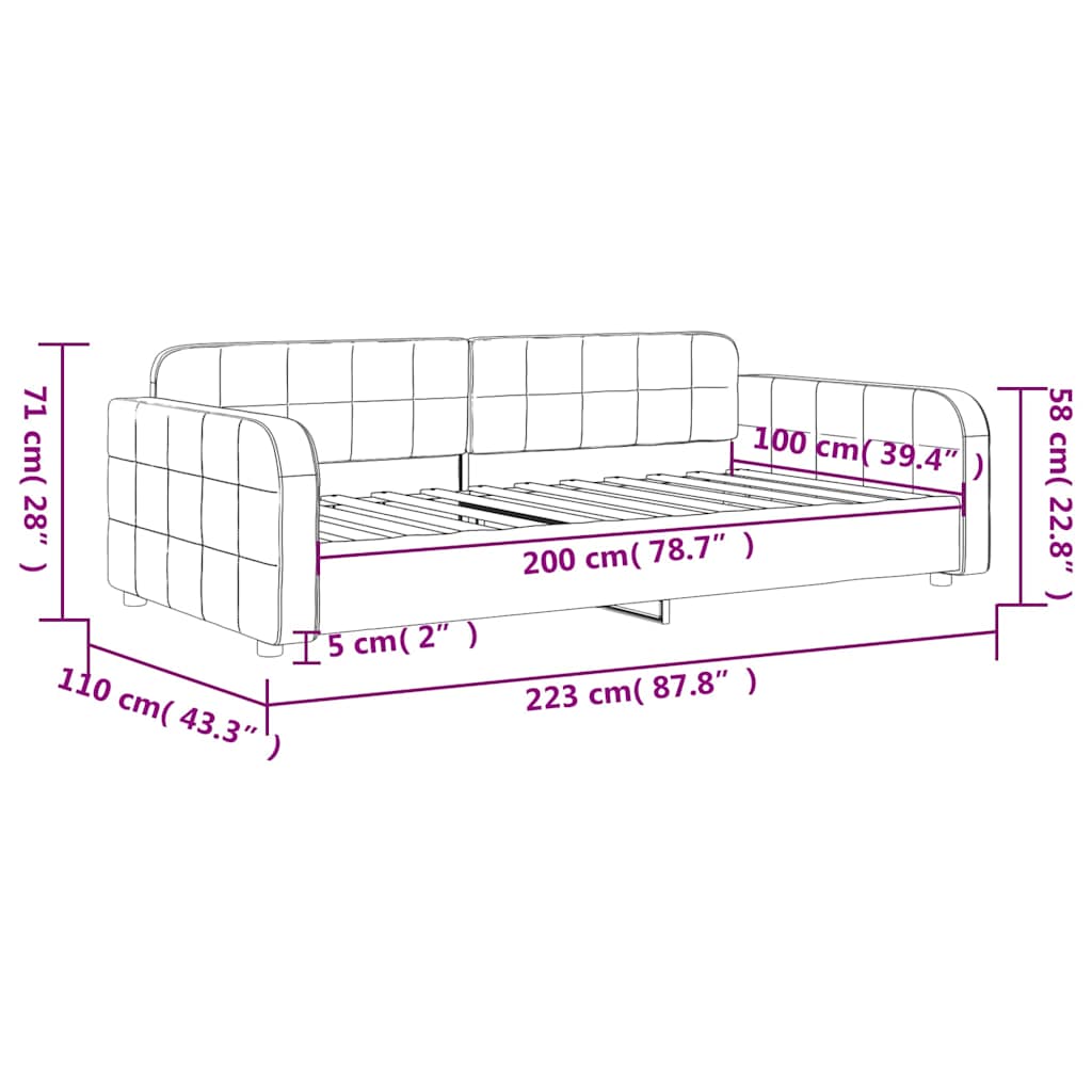 vidaXL Καναπές Κρεβάτι Σκούρο Πράσινο 100 x 200 εκ. Βελούδινος