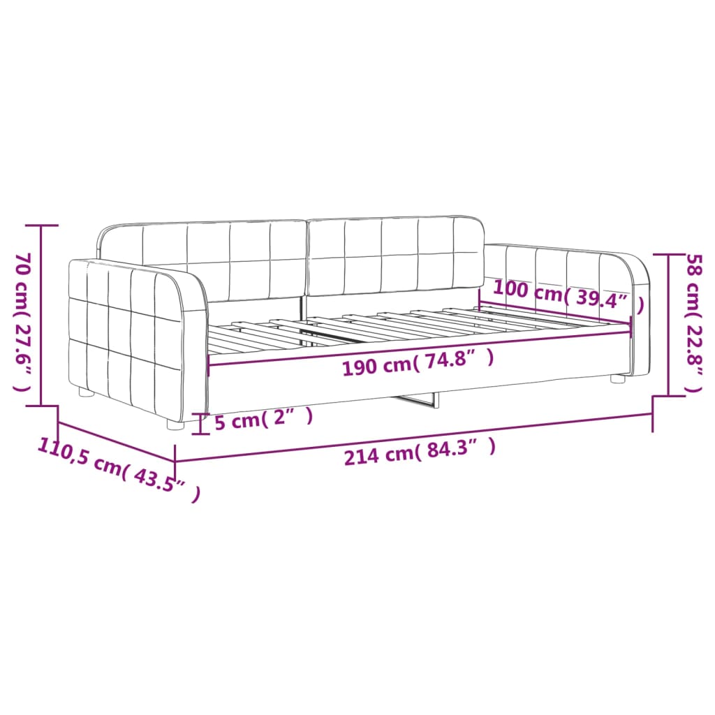 vidaXL Καναπές Κρεβάτι Ανοιχτό Γκρι 100x190 εκ. Βελούδινος