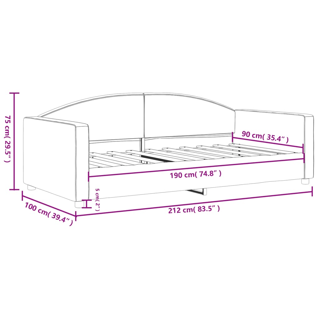vidaXL Καναπές Κρεβάτι Σκούρο Γκρι 90 x 190 εκ. Υφασμάτινος