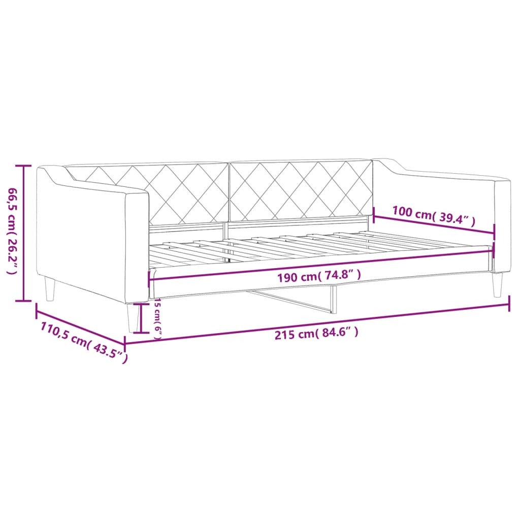 vidaXL Καναπές Κρεβάτι Σκούρο Γκρι 100x190 εκ. Υφασμάτινος