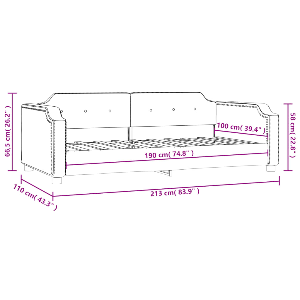 vidaXL Καναπές Κρεβάτι Σκούρο Γκρι 100x190 εκ. Υφασμάτινος