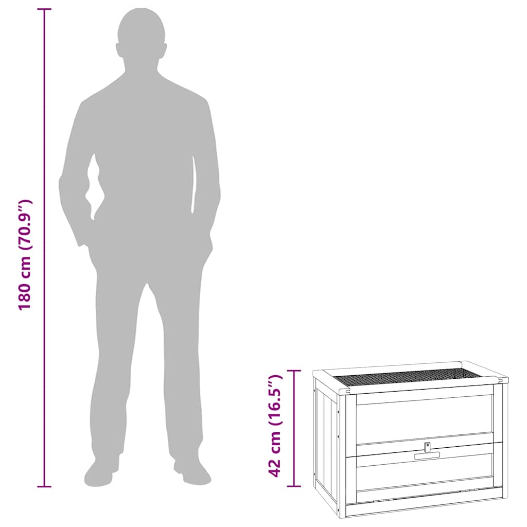 vidaXL Κλουβί Χάμστερ 60 x 35,5 x 42 εκ. από Μασίφ Ξύλο Ελάτης