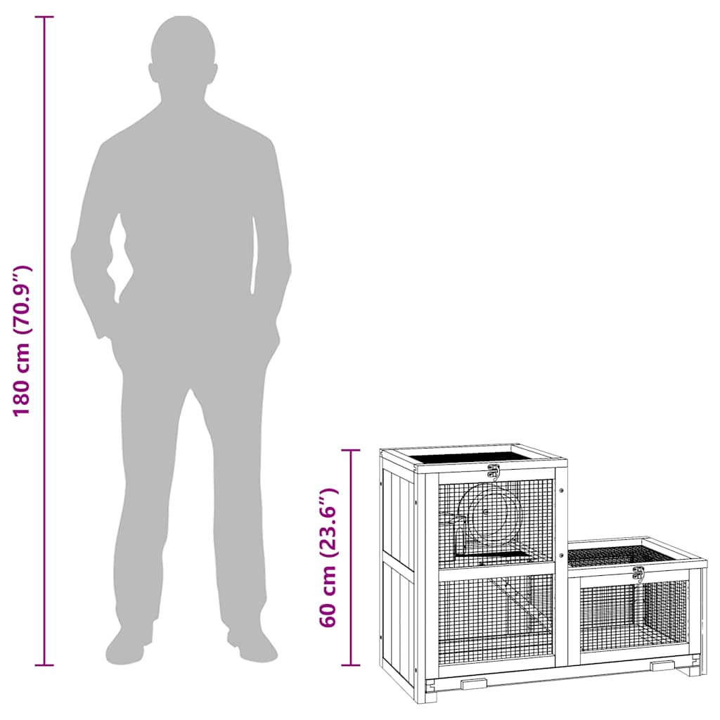 vidaXL Κλουβί Χάμστερ 81 x 40 x 60 εκ. από Μασίφ Ξύλο Ελάτης
