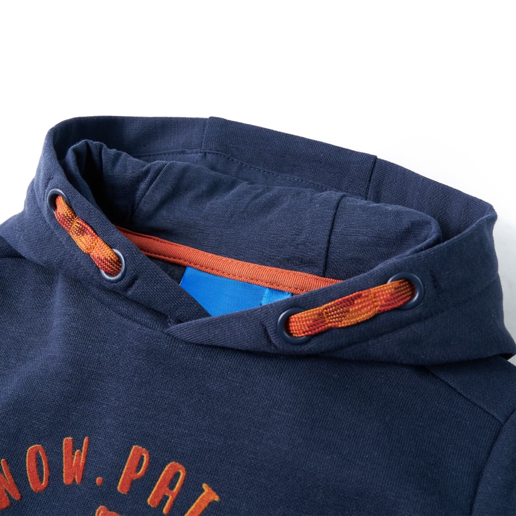 Children's Hoodie Navy Blue Melange & Orange 116
