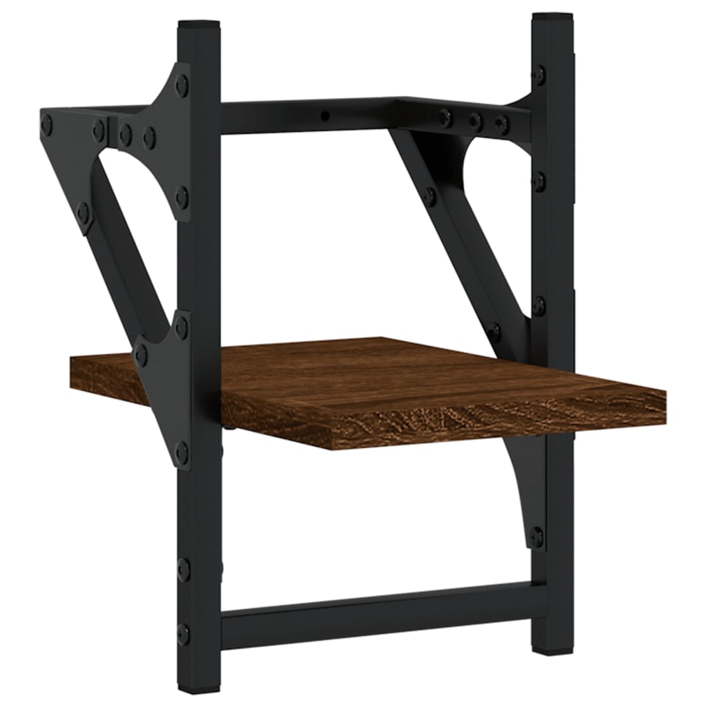 vidaXL Ράφια Τοίχου με Μπάρα 2 τεμ. Καφέ Δρυς 20x25x30 εκ.