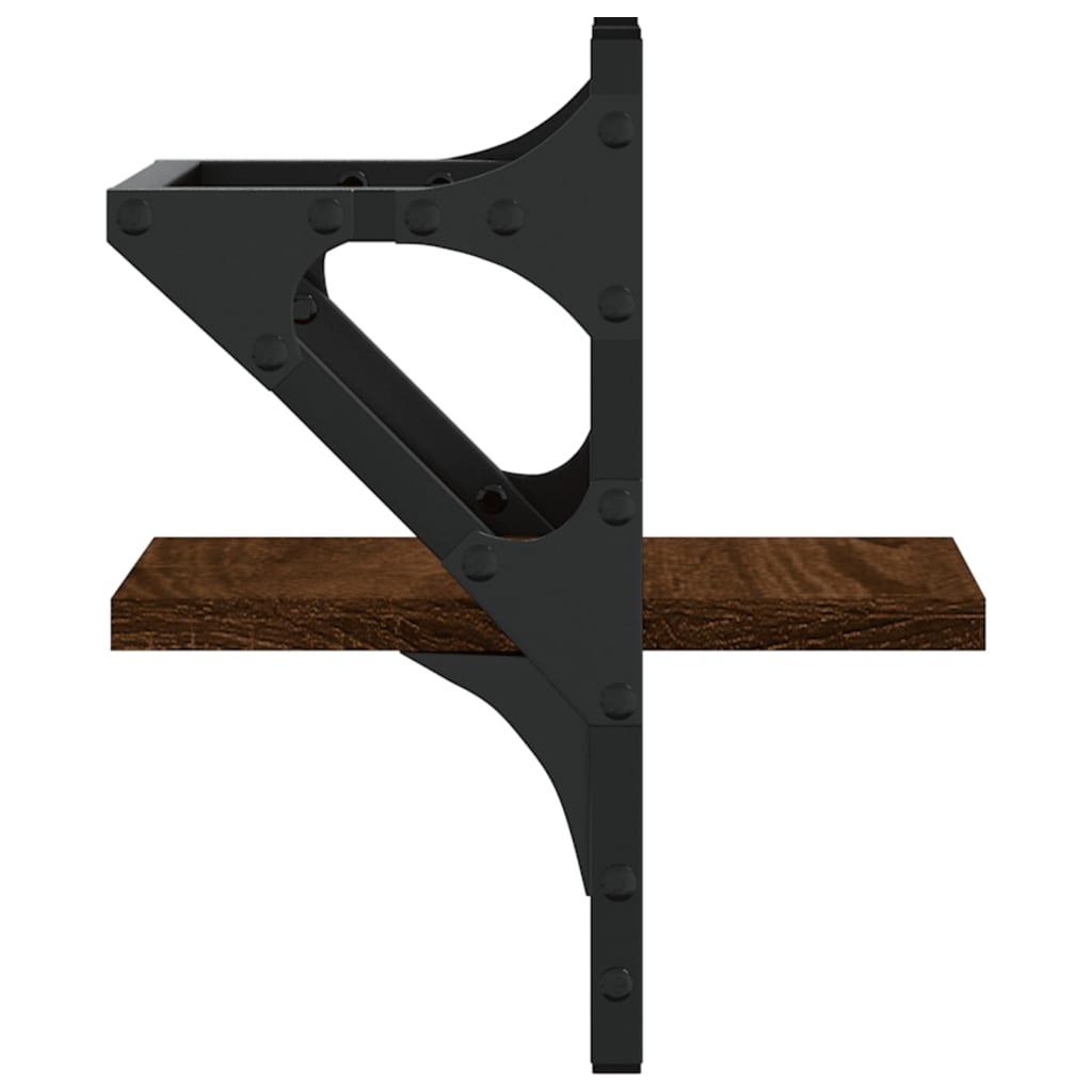 vidaXL Ράφια Τοίχου με Μπάρα 2 τεμ. Καφέ Δρυς 20x25x30 εκ.