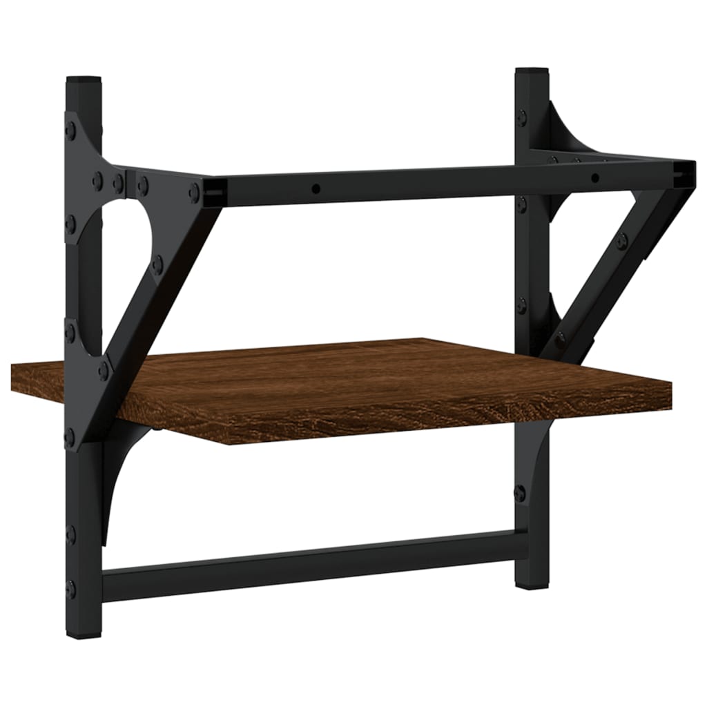 vidaXL Ράφια Τοίχου με Μπάρα 2 τεμ. Καφέ Δρυς 30x25x30 εκ.