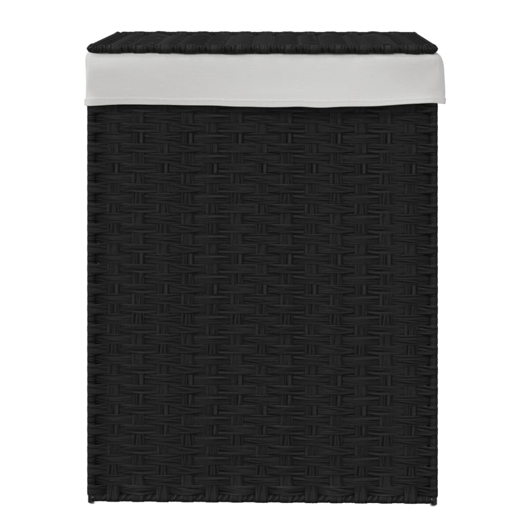 vidaXL Καλάθι Πλυντηρίου με Καπάκι Μαύρο 46x33x60 εκ. Συνθετικό Ρατάν