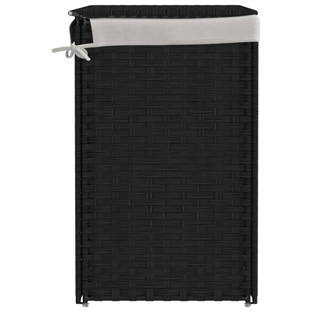 vidaXL Καλάθι Πλυντηρίου 2 Τμήματα Μαύρο 53x35x57εκ. Συνθετικό Ρατάν