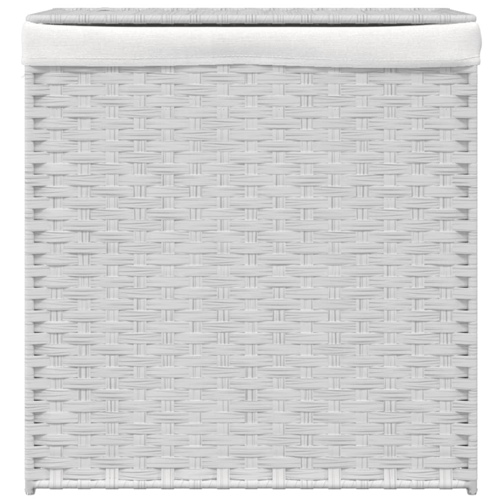 vidaXL Καλάθι Πλυντηρίου 2 Τμήματα Λευκό 53x35x57εκ. Συνθετικό Ρατάν