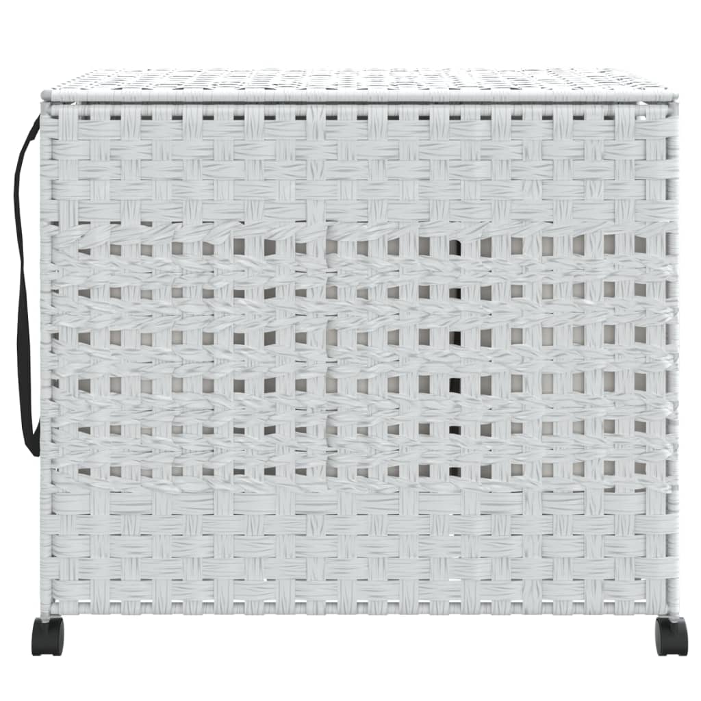 vidaXL Καλάθι Άπλυτων με Τροχούς Λευκό 66x35x60 εκ. από Ρατάν