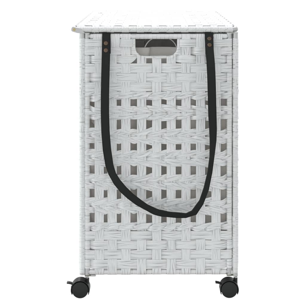 vidaXL Καλάθι Άπλυτων με Τροχούς Λευκό 66x35x60 εκ. από Ρατάν