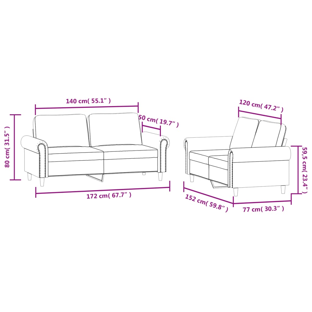vidaXL Σαλόνι Σετ 2 Τεμαχίων Μαύρο από Βελούδο με Μαξιλάρια
