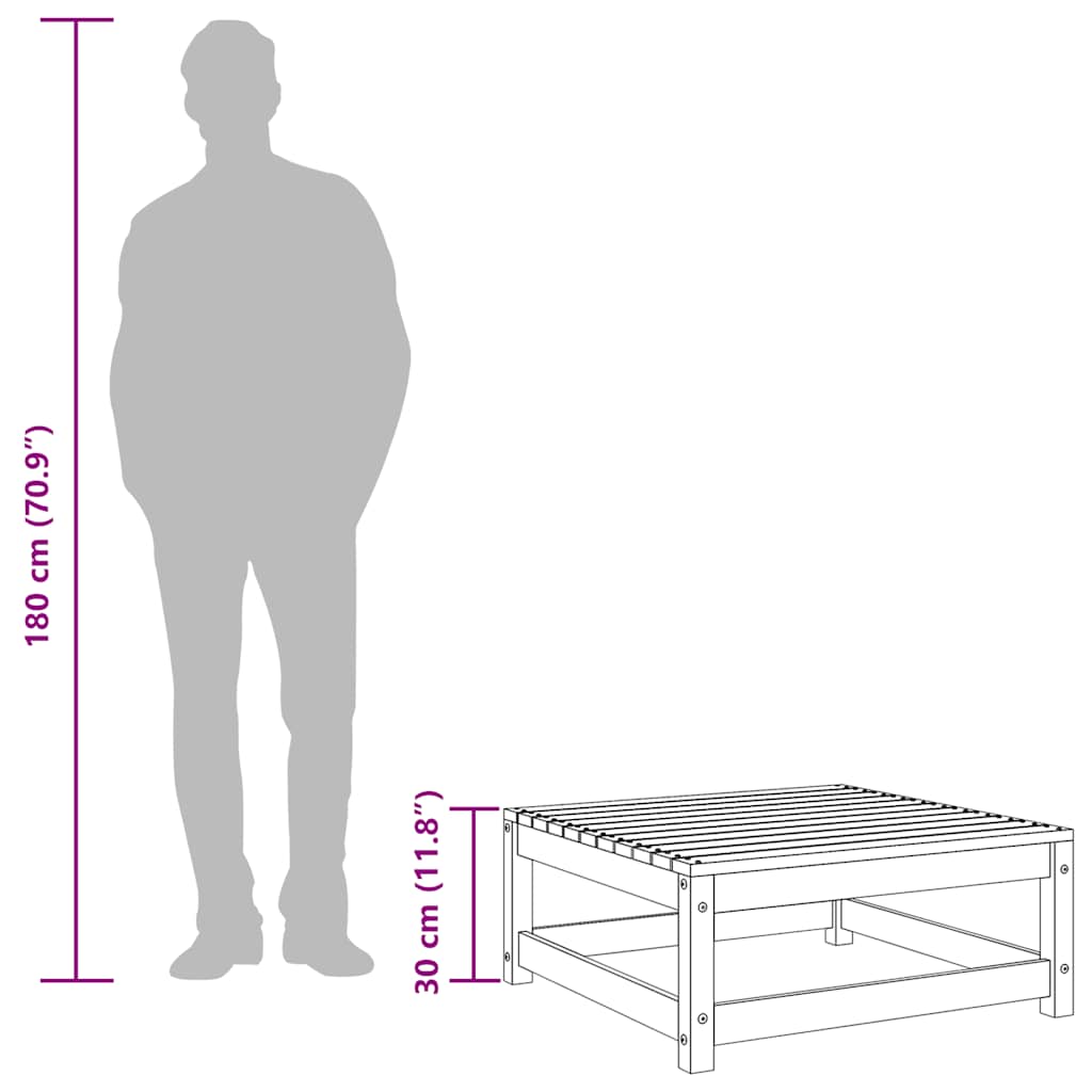 vidaXL Υποπόδιο Κήπου 70 x 70 x 30 εκ. από Μασίφ Ξύλο Πεύκου