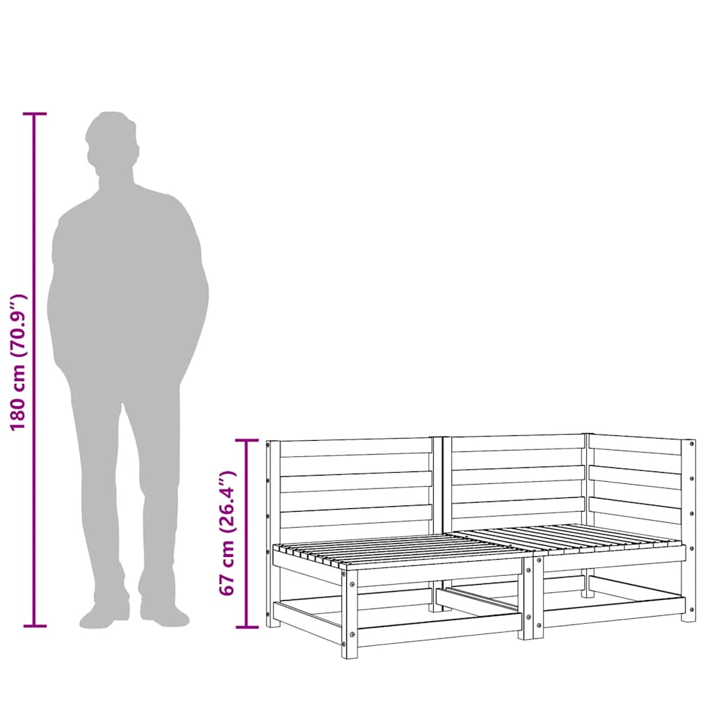 vidaXL Καναπές Κήπου Τριθέσιος από Μασίφ Ξύλο Πεύκου