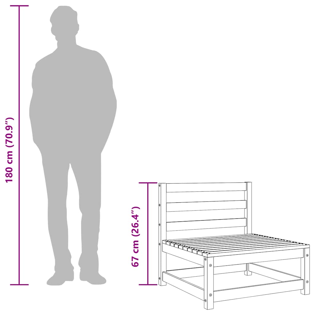 vidaXL Καναπές Κήπου Χωρίς Μπράτσα με Υποπόδιο Εμποτισμένο Ξύλο Πεύκου