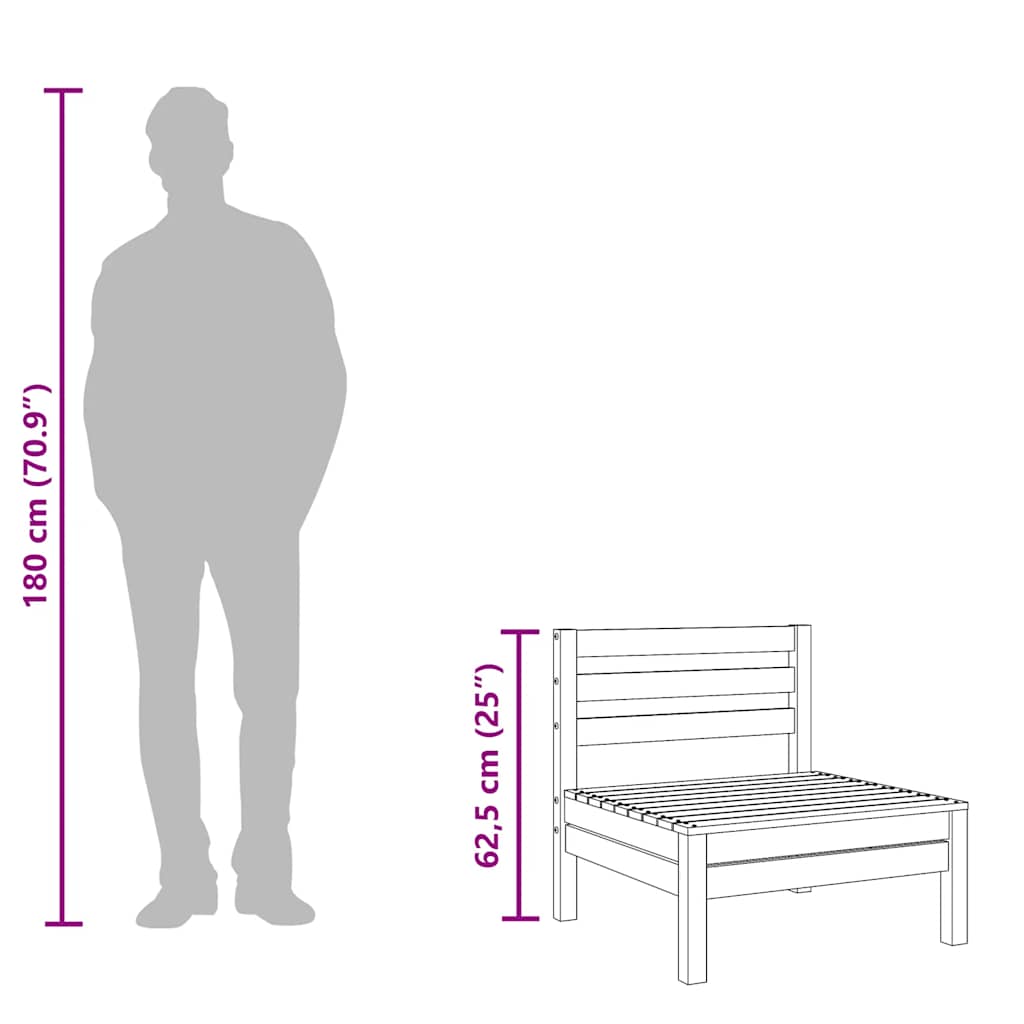 vidaXL Καναπές Κήπου Χωρίς Μπράτσα Καφέ Κεριού από Μασίφ Ξύλο Πεύκου