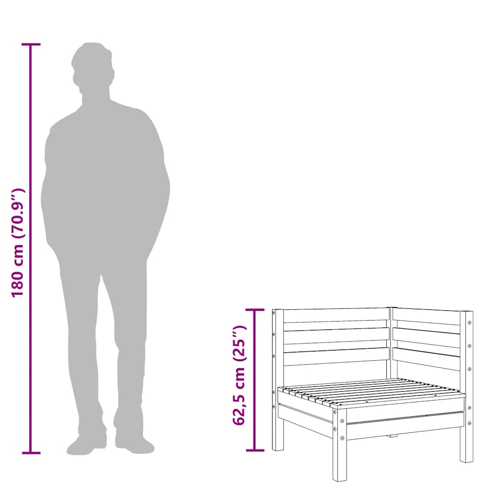 vidaXL Καναπές Κήπου Διθέσιος με Υποπόδιο Καφέ Κεριού Μασίφ Πεύκο