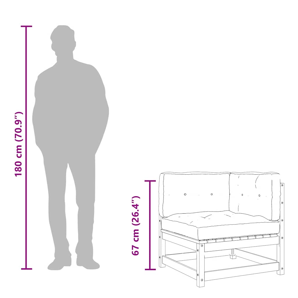 vidaXL Καναπές Γωνιακός Κήπου με Μαξιλάρια από Μασίφ Ξύλο Πεύκου