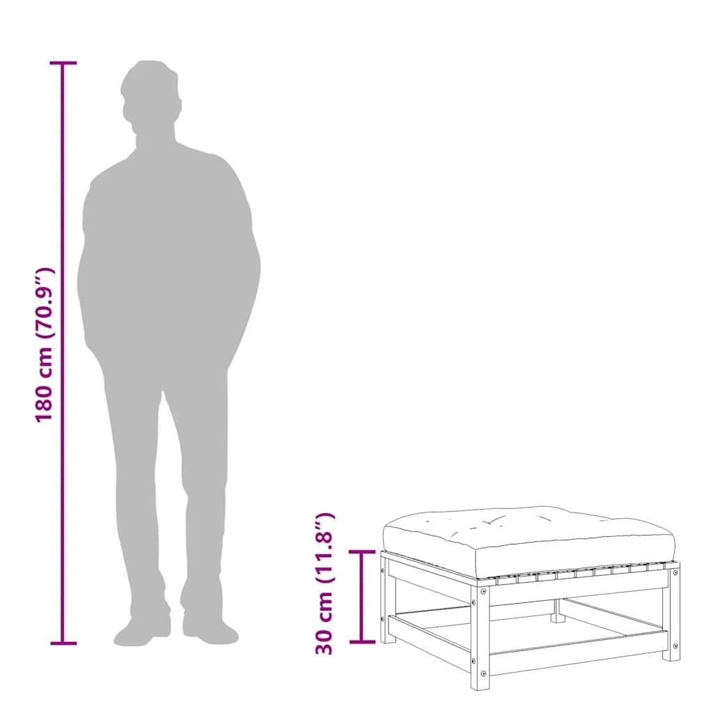 vidaXL Υποπόδιo Κήπου με Μαξιλάρι από Εμποτισμένο Ξύλο Πεύκου