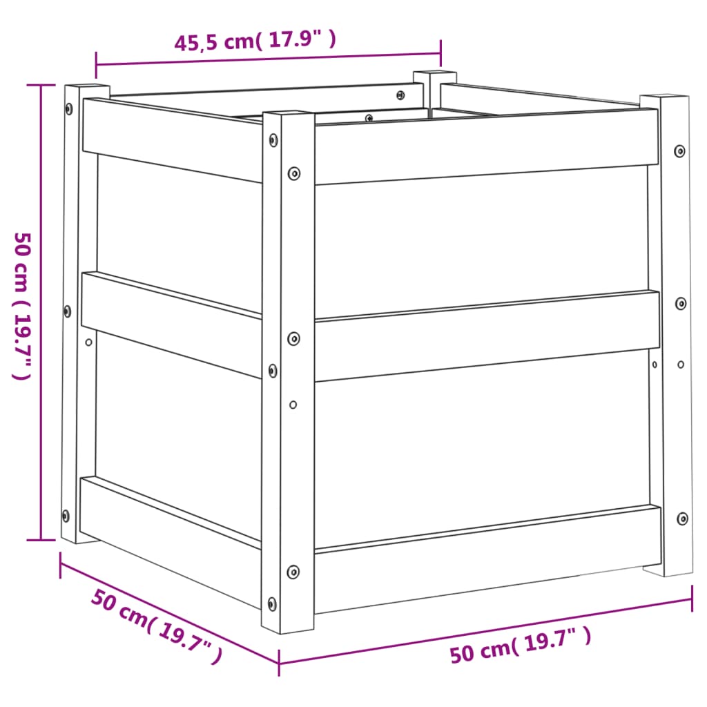 vidaXL Ζαρντινιέρα 50x50x50 εκ. Εμποτισμ. Ξύλο Πεύκου