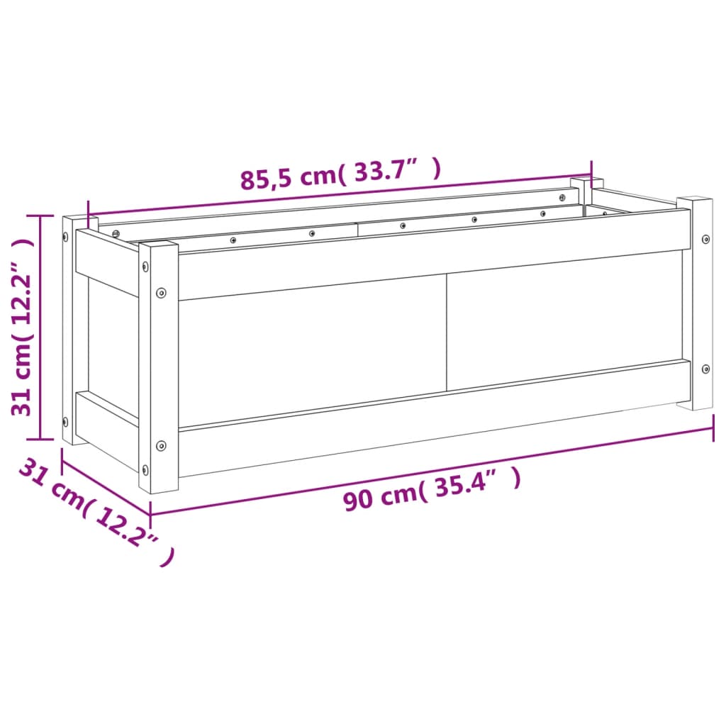 vidaXL Ζαρντινιέρα 90 x 31 x 31 εκ. από Μασίφ Ξύλο Ψευδοτσούγκας