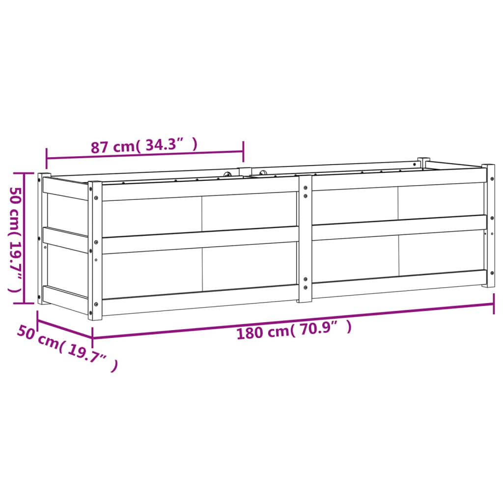 vidaXL Ζαρντινιέρα 180x50x50 εκ. από Μασίφ Ξύλο Ψευδοτσούγκας