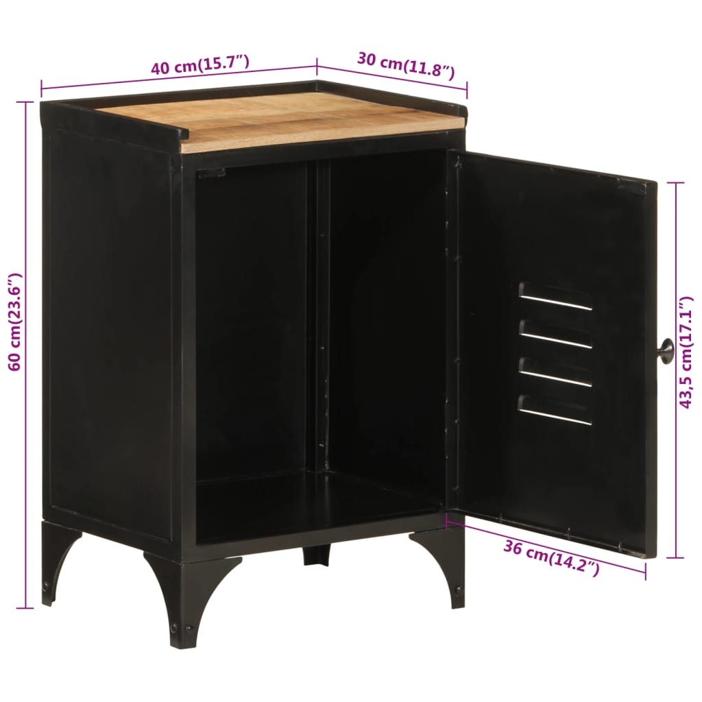 vidaXL Ντουλάπι Μπάνιου 40 x 30 x 60 εκ. Σίδηρο και Μασίφ Ξύλο Μάνγκο