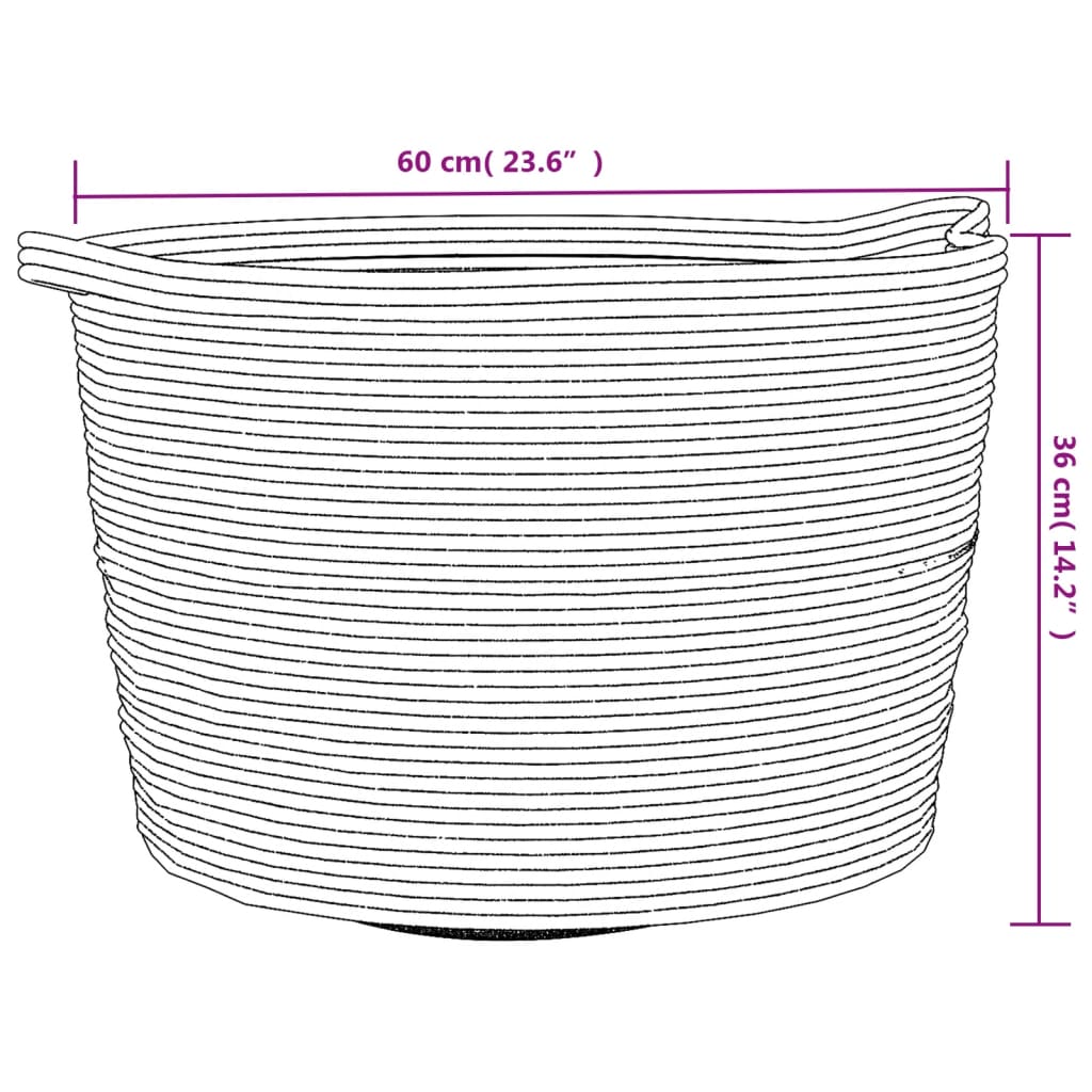 vidaXL Καλάθι Απλύτων Μπεζ και Λευκό Ø60x36 εκ. Βαμβακερό