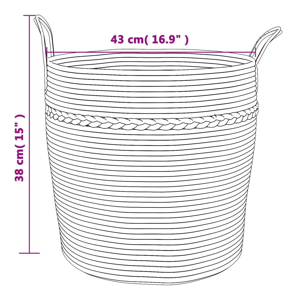 vidaXL Καλάθι Αποθήκευσης Καφέ και Λευκό Ø43 x 38 εκ. Βαμβακερό