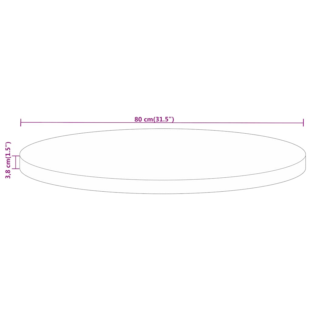 vidaXL Επιφάνεια Τραπεζιού Στρογγυλή Ø80x3,8εκ Μασίφ Ακατ. Ξύλο Μάνγκο
