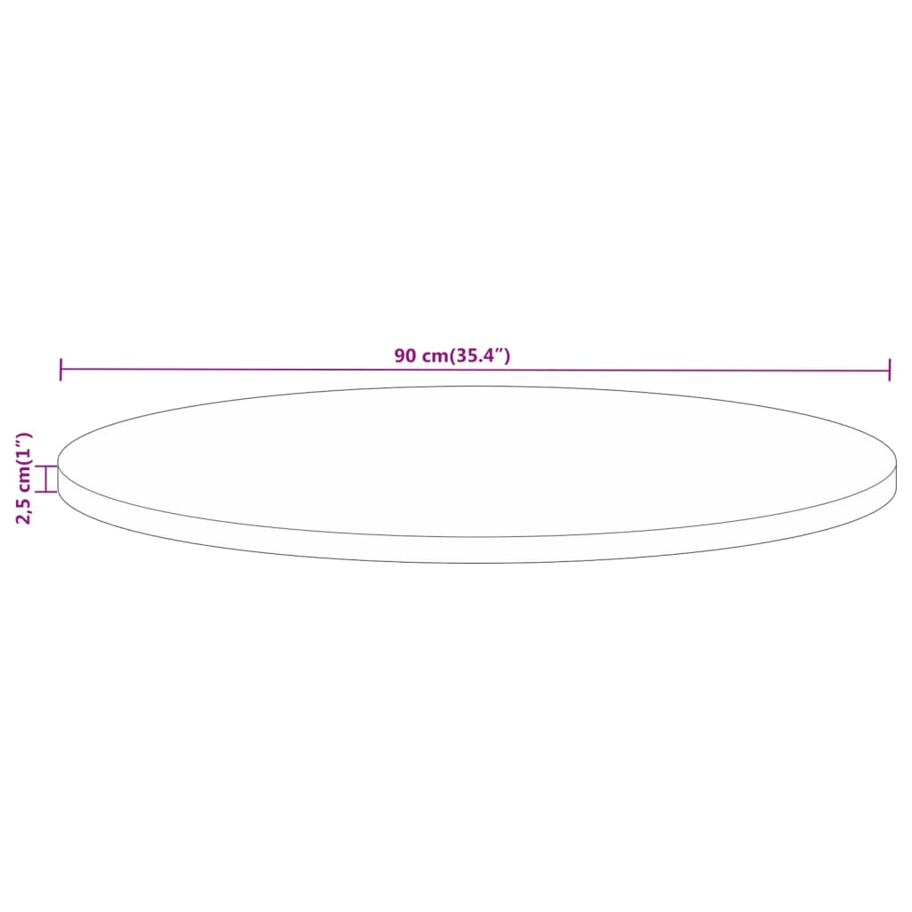 vidaXL Επιφάνεια Τραπεζιού Στρογγυλή Ø90x2,5εκ Μασίφ Ακατ. Ξύλο Μάνγκο