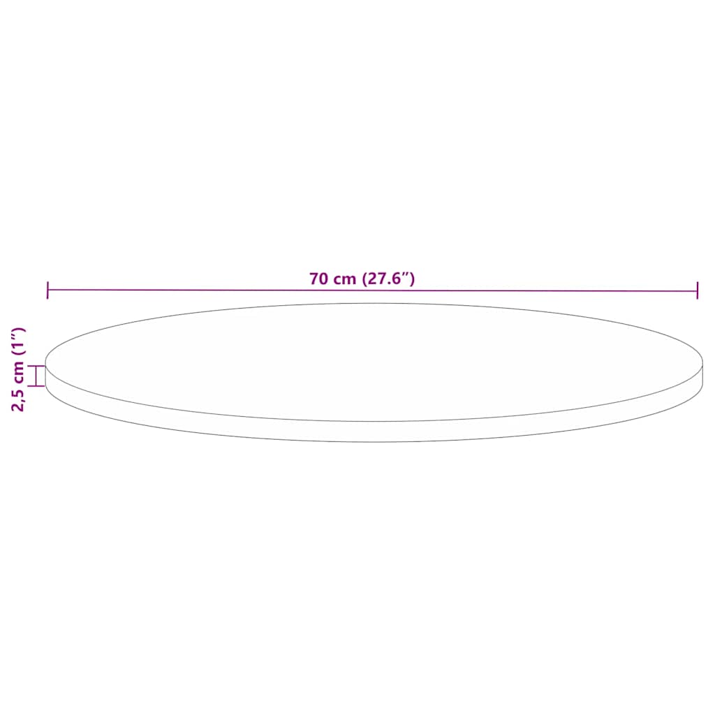 vidaXL Επιφάνεια Τραπεζιού Στρογγυλή Ø70x2,5εκ Μασίφ Ανακυκλωμένο Ξύλο