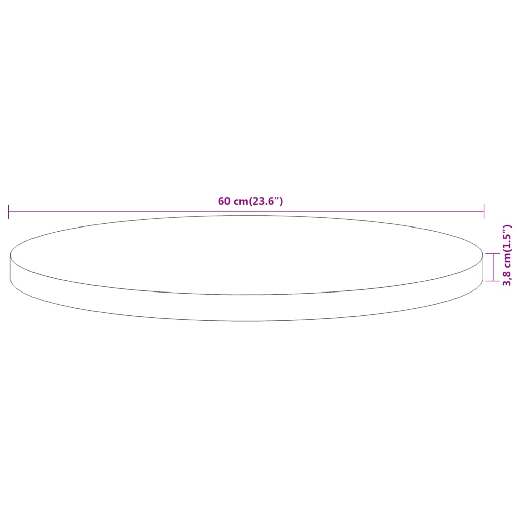 vidaXL Επιφάνεια Τραπεζιού Στρογγυλή Ø60x3,8 εκ. Μασίφ Ξύλο Ακακίας