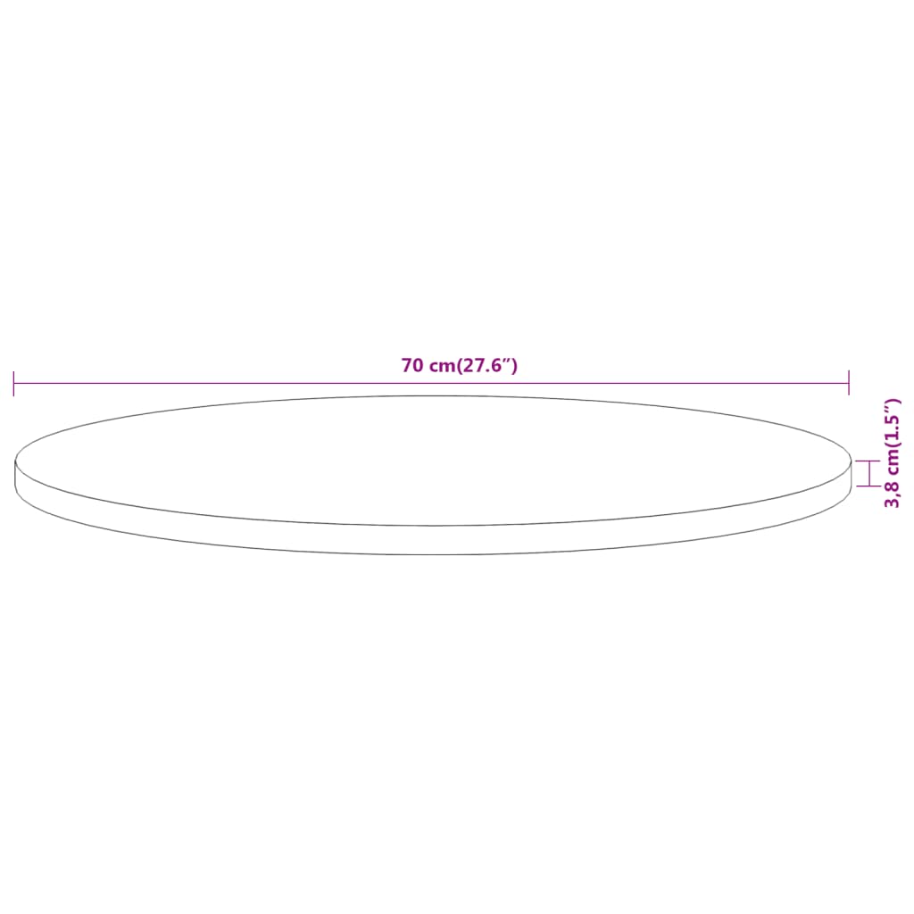 vidaXL Επιφάνεια Τραπεζιού Στρογγυλή Ø70x3,8 εκ. Μασίφ Ξύλο Ακακίας