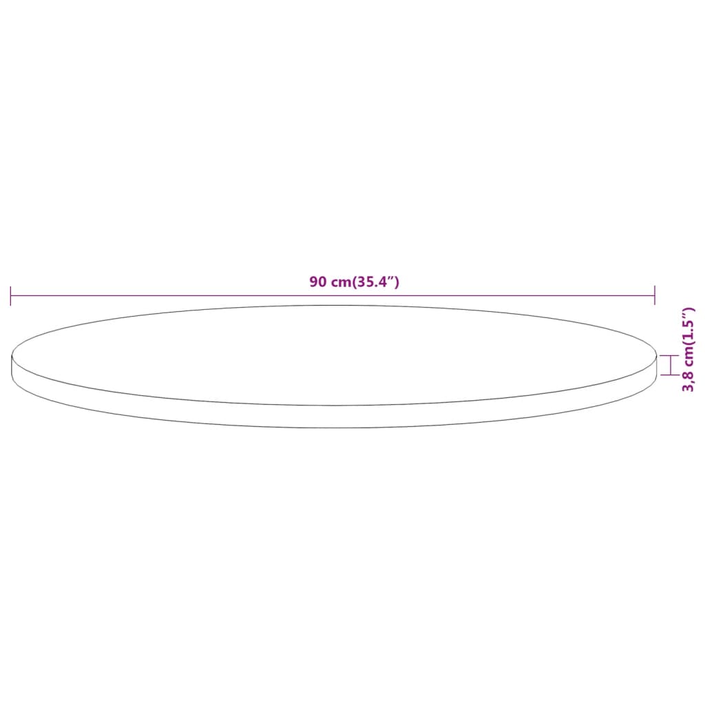 vidaXL Επιφάνεια Τραπεζιού Στρογγυλή Ø90x3,8 εκ. Μασίφ Ξύλο Ακακίας
