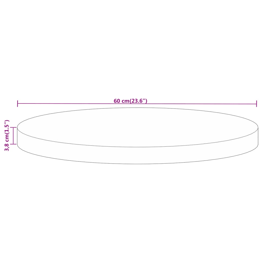 vidaXL Επιφάνεια Τραπεζιού Στρογγυλή Ø60x3,8 εκ. Μασίφ Ξύλο Μάνγκο