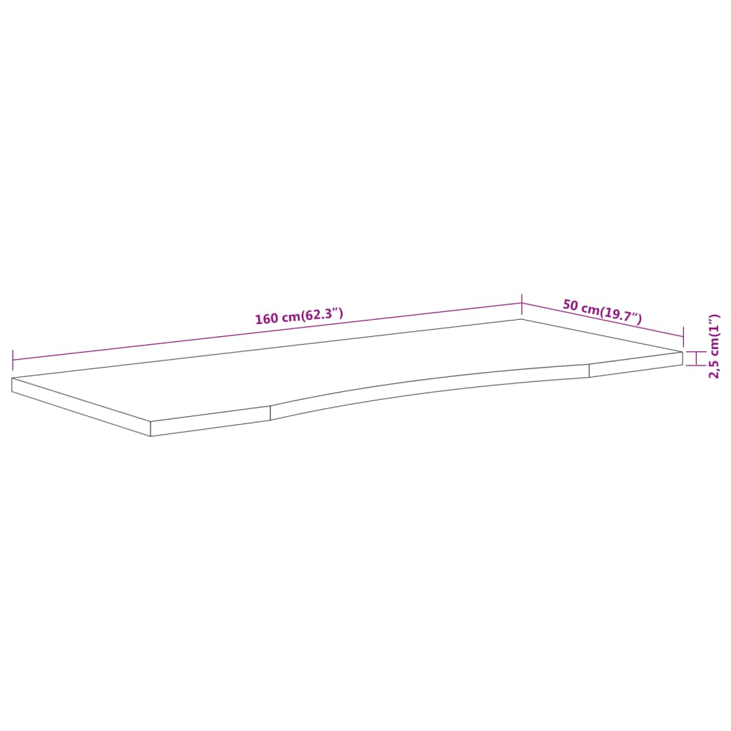 vidaXL Επιφάνεια Γραφείου Ορθογώνια 160x50x2,5 εκ. Μασίφ Ξύλο Ακακίας