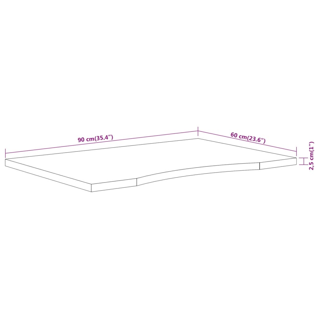 vidaXL Επιφάνεια Γραφείου Ορθογώνια 90x60x2,5 εκ. Μασίφ Ξύλο Ακακίας